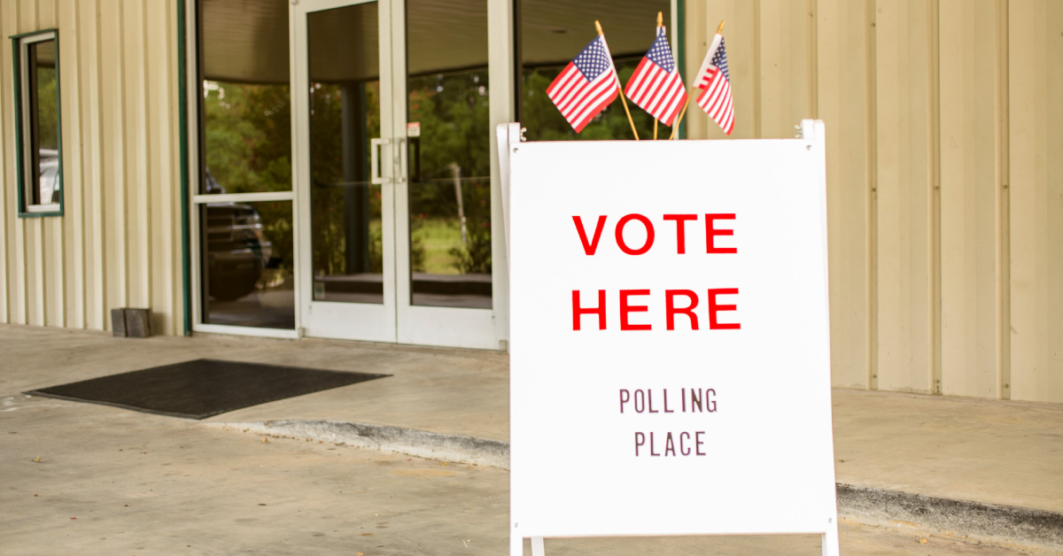 Polling place Vote Here sign