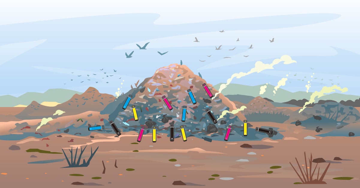 Ink cartridges in a landfill