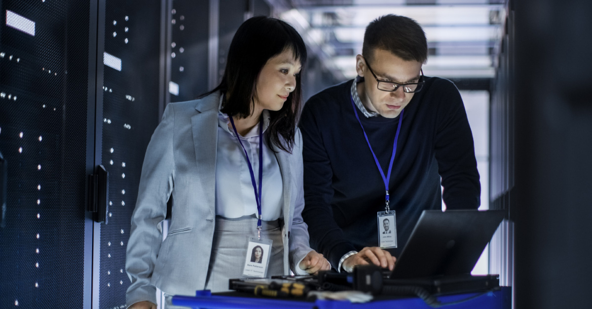 People investigating a business's network