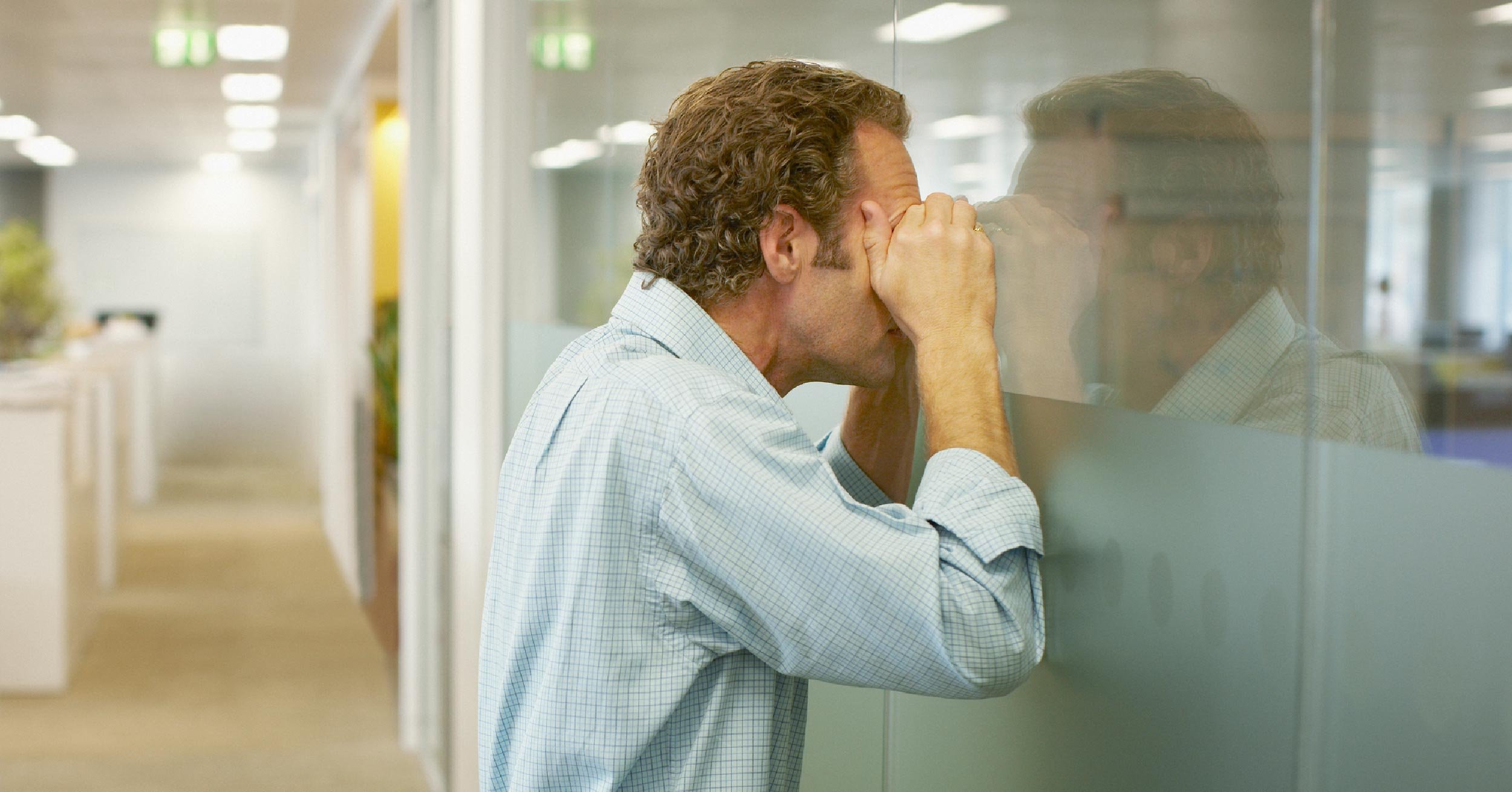 Person peeking into room