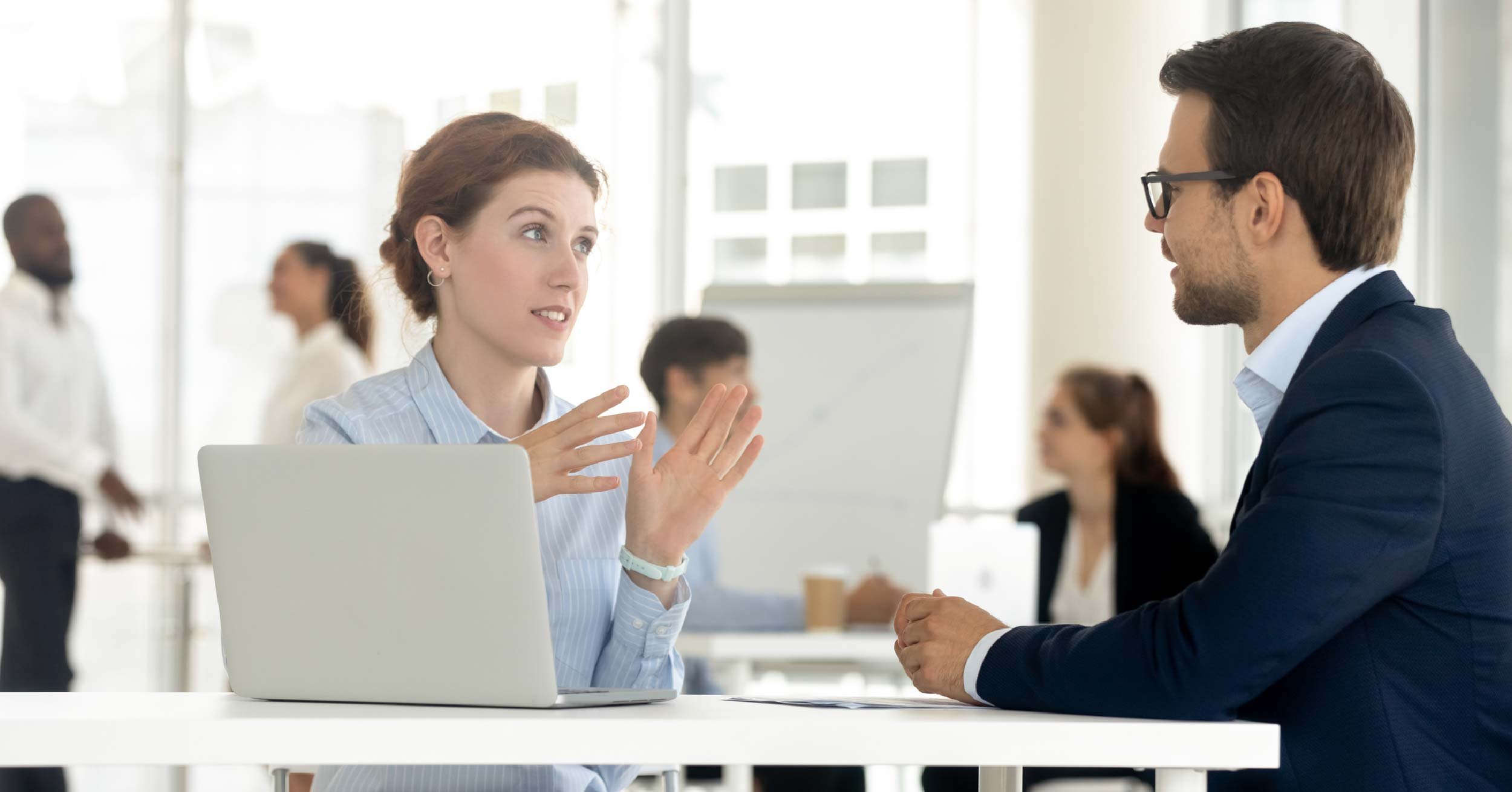 People discussing print costs