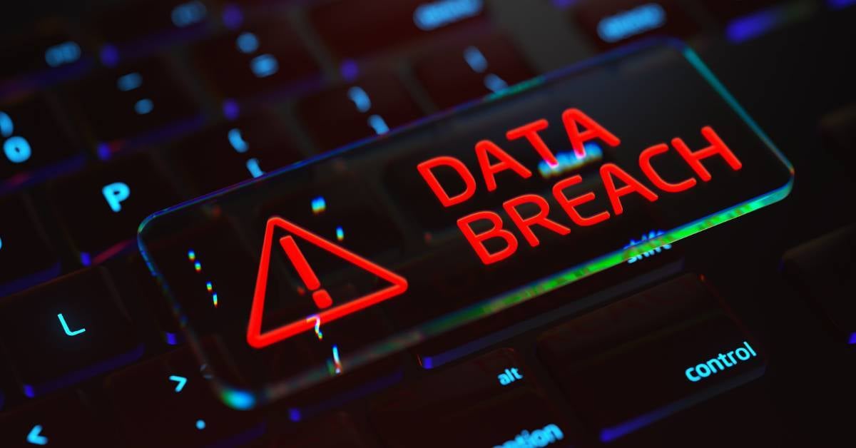 A digitized depiction of a data breach alert.