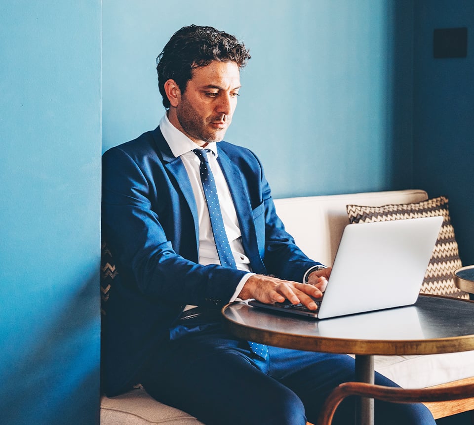 Business man working on laptop