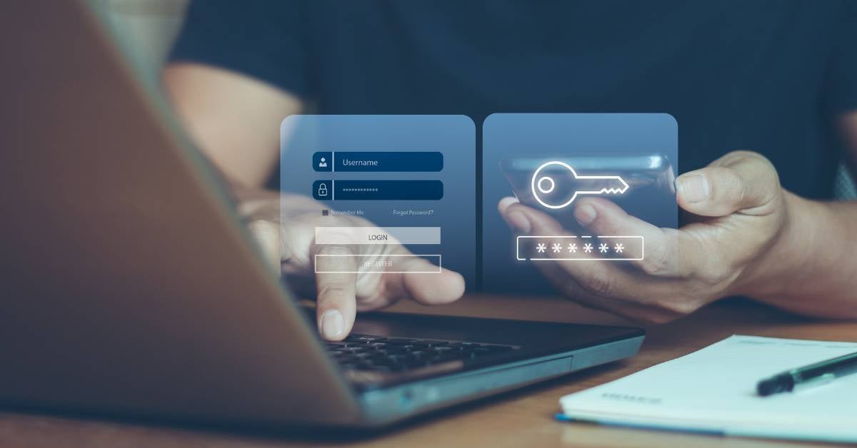 Person using multifactor authentication to protect their data. 