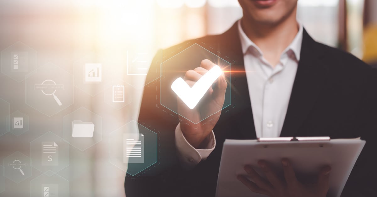 Business person checking email retention policy list