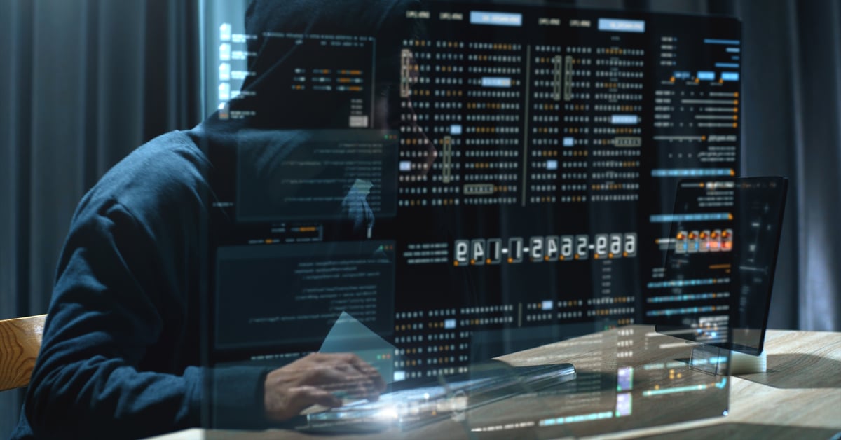 Cybercriminal hacking computers. 