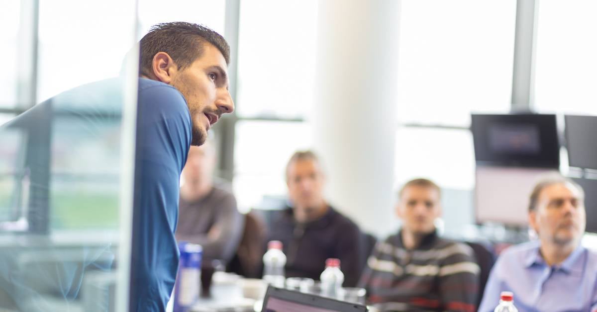 Employees getting cybersecurity training.