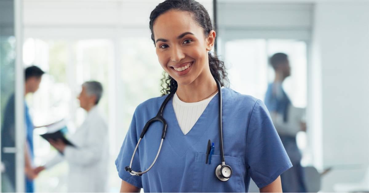 Happy healthcare worker.