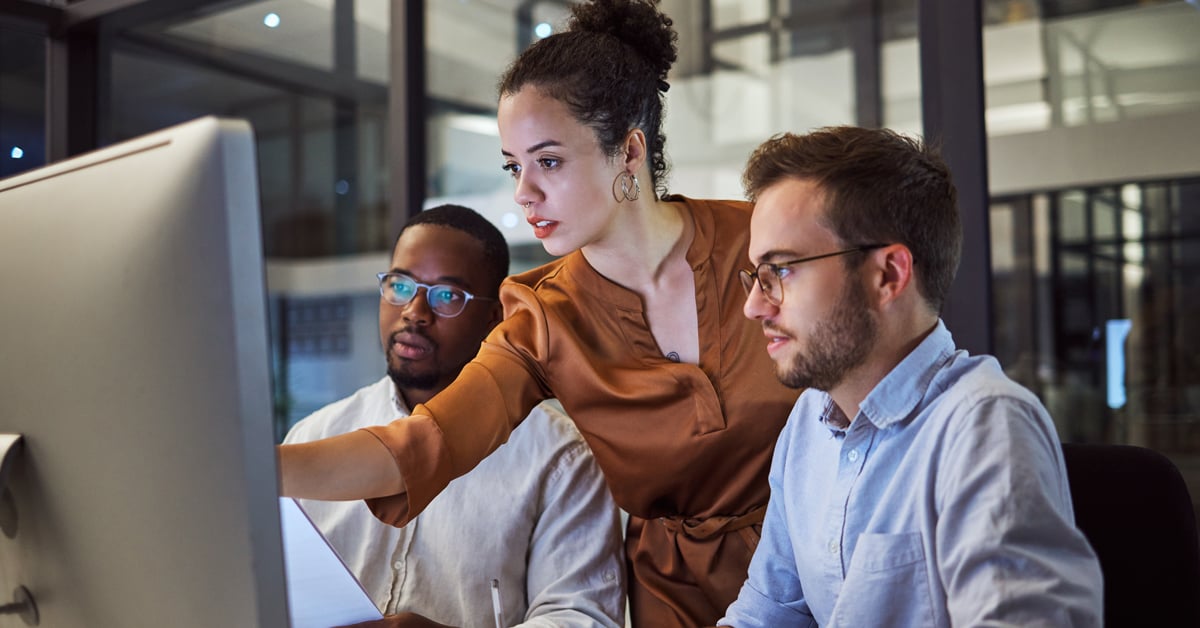 Group computer training session. 