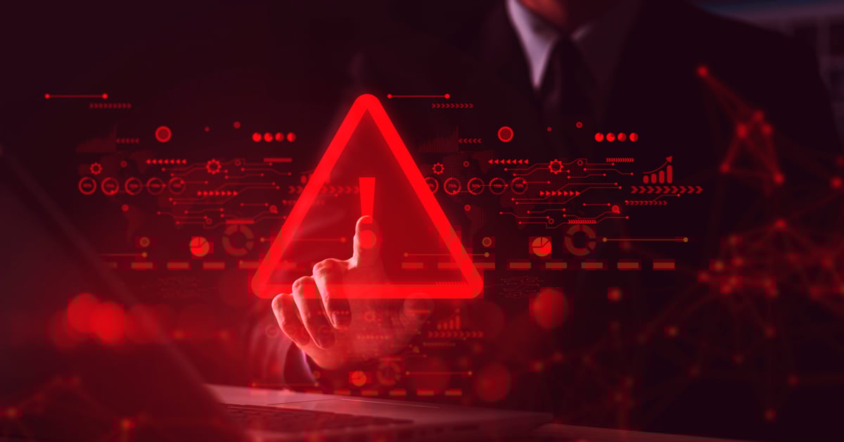 Red glowing hacked technology warning. 