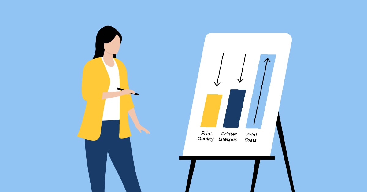 Person analyzing printer placement chart.