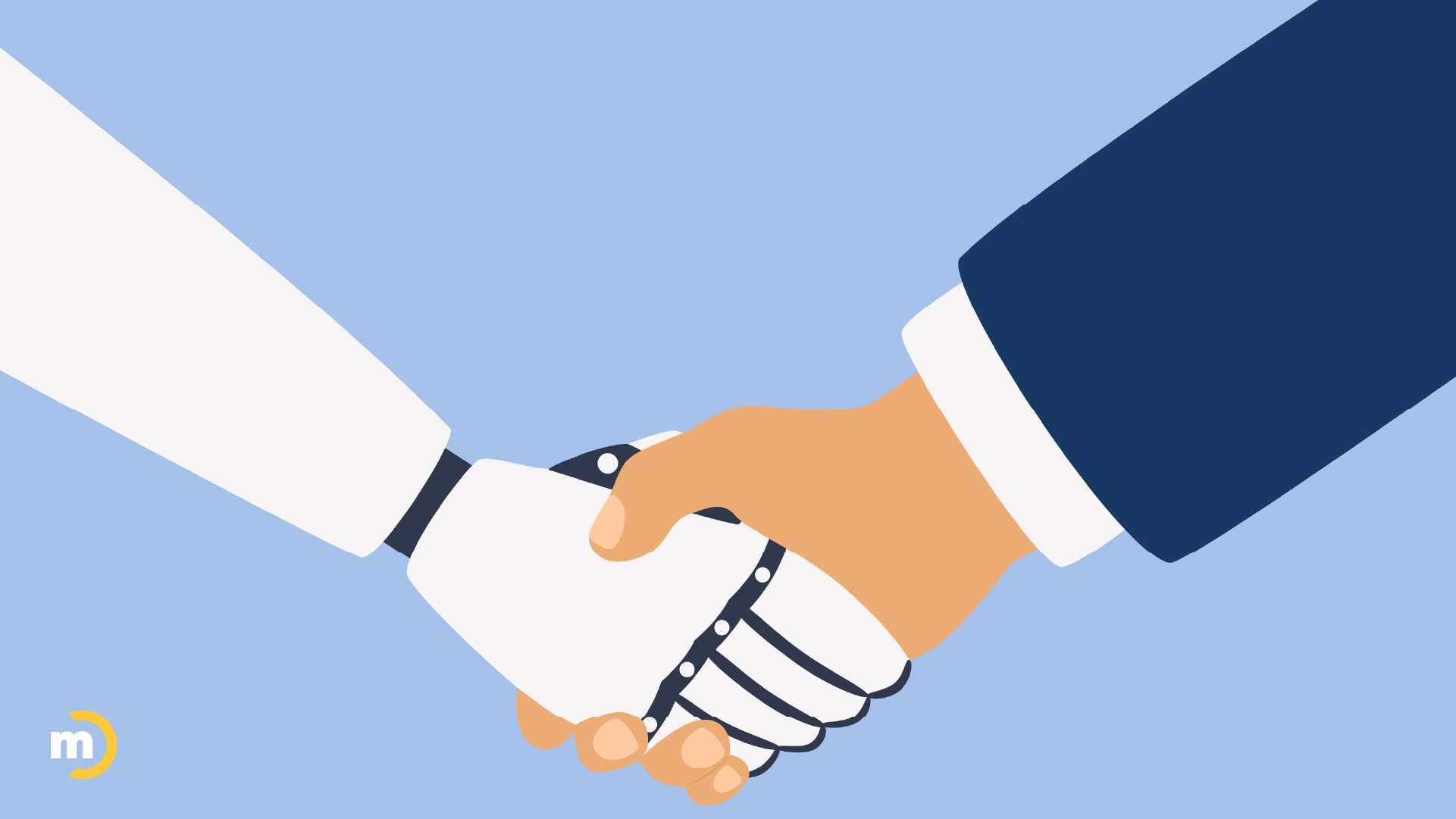 Human and robot shaking hands