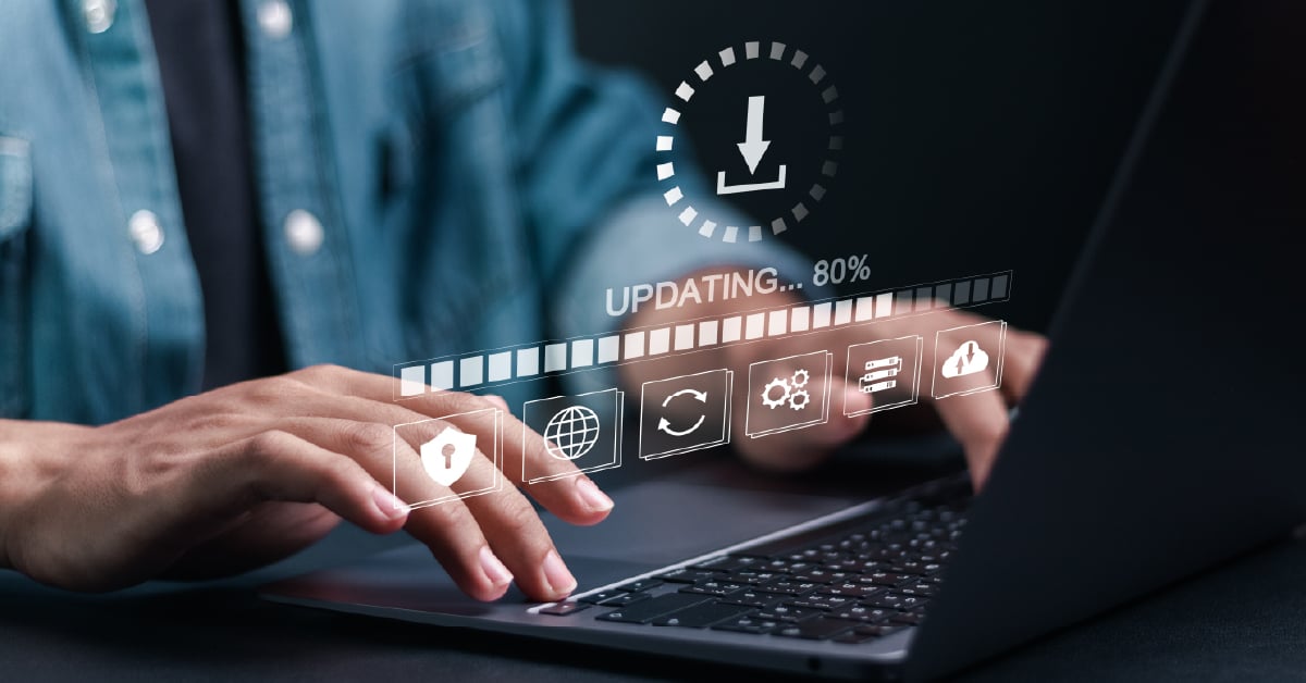 System update taking progress on computer. 